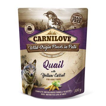 Корм вологий Carnilove Pat&eacute; Wild Quail with Yellow Carrot пауч для собак с перепілкою і морквою 300 г 1111213821 фото
