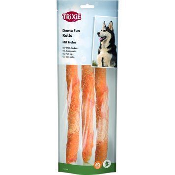 Ласощі Trixie Denta Fun Chewing Rolls для собак Палички для чищення зубів з куркою 28 см 250 г 3 шт 1111137238 фото