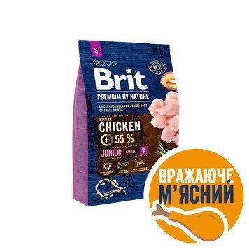 Корм сухий Brit Premium Dog Junior S для молодих собак дрібних порід від 1 до 12 місяців вагою 1-10 кг з куркою 3 кг 1111150945 фото