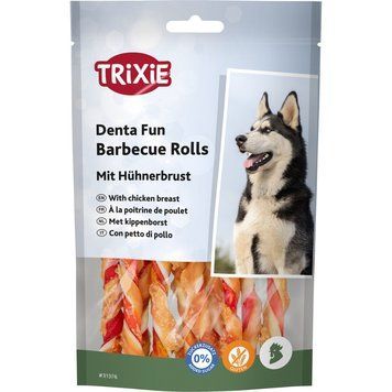 Ласощі Trixie Denta Fun Barbecue Rolls with chicken breast для собак Паличка для чищення зубів з курячою грудкою 12 см 80 г 1111140896 фото