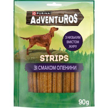Корм додатковий Adventuros Stripes смужки зі смаком оленини для дорослих собак, 90г 7613035516472 фото