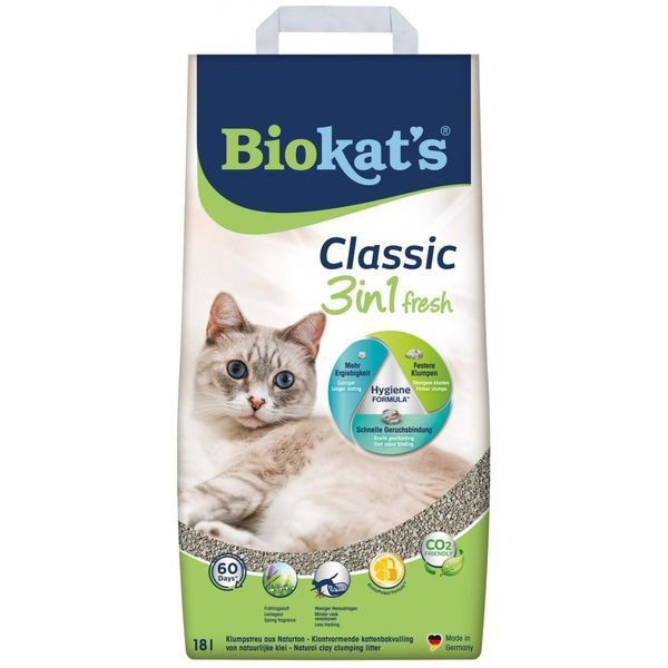 Наповнювач Biokats для котячого туалету Classic Fresh 3in1 бентонітовий 0,1 &ndash; 5мм 18 л 1111161001 фото