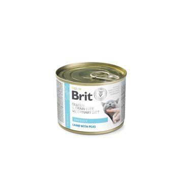 Вологий корм Brit Grain Free Veterinary Diets Obesity для котів при ожирінні та надмірній вазі з ягням та зеленим горошком 2 1111168651 фото