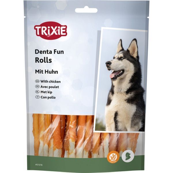 Ласощі Trixie Denta Fun Chicken Chewing Rolls для собак Паличка для чищення зубів з куркою 12 см 240 г 30 шт 1111140898 фото