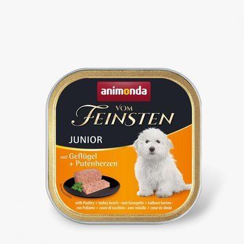 Корм вологий Vom Feinsten Junior with Poultry Turkey hearts для цуценят з птицею і індичими серцями 150 г 1111171499 фото