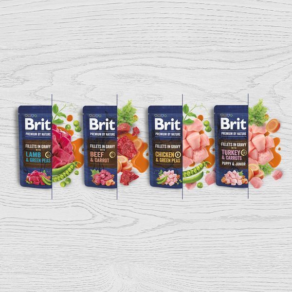 Корм вологий Brit Premium Fillets in Gravy Chicken & Green Peas для собак малих порід філе в соусі курка і зелений горошок 85 г 1111185860 фото