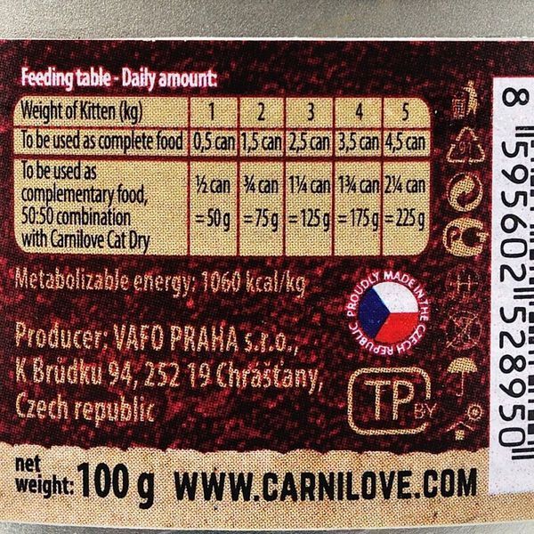 Корм вологий Carnilove Kitten k консерви для кошенят з індичкою та лососем 100 г 1111153873 фото