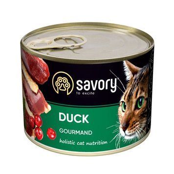 Корм вологий Savory Cat Can Adult Duck консерви для вибагливих котів з качкою 200 г 1111165071 фото
