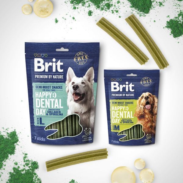 Ласощі Brit Premium Dental Snacks L для cобак великих порід з колагеном і спіруліною 250 г 1111196080 фото