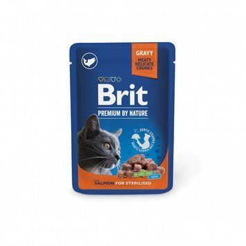 Корм вологий Brit Premium Salmon for Sterilised д/стерилізованих котів лосось 100 г 1111178696 фото