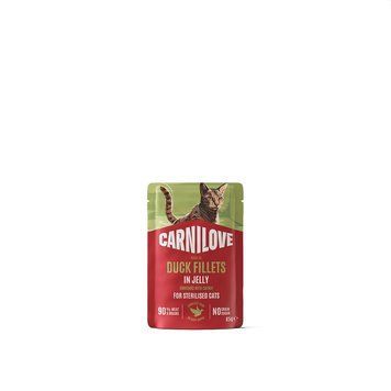 Корм вологий Carnilove Jelly Duck with Catnip Sterilised для стерилізованих котів качка і котяча м'ята в желе 85 г 1111223577 фото