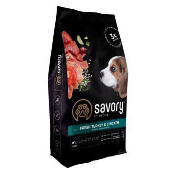 Корм сухий Savory Puppy rich in Fresh Turkey and Chicken для цуценят всіх порід зі свіжою індичкою і куркою 12 кг 1111162972 фото