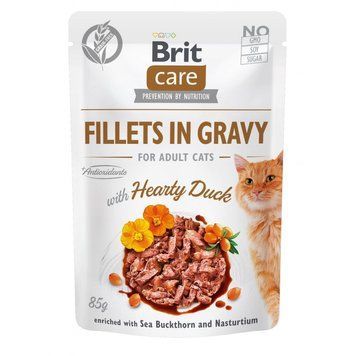 Корм вологий Brit Care Fillets in Gravy Hearty Duck д/котів філе в соусі з качкою 85 г 1111162662 фото