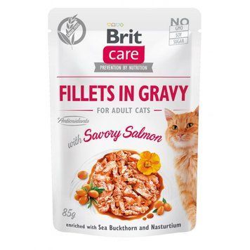 Корм вологий Brit Care Fillets in Gravy Savory Salmon д/котів філе в соусі з пікантним лососем 85 г 1111162663 фото