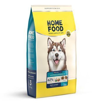 Гіпоалергенний сухий корм HOME FOOD для дорослих собак великих порід Форель та рис Hypoallergenic, 3 кг 1028303 фото