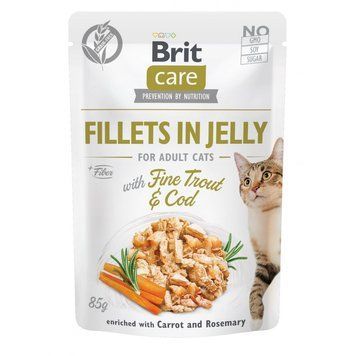 Корм вологий Brit Care Fillets in Jelly Fine Trout and Cod д/котів філе в желе з тріскою та фореллю 85 г 1111163844 фото