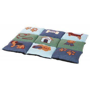 Матрац Trixie для собак Patchwork з собачками флісовий наповнювач синій/зелений мікрофібра 80х55 см 1111141362 фото