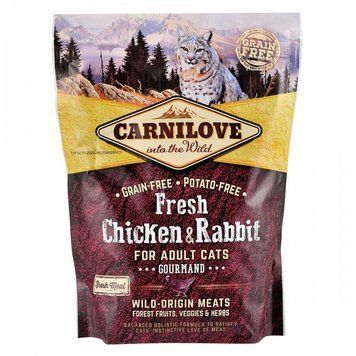 Корм сухий Carnilove Fresh Chicken and Rabbit Gourmand for Adult cats для дорослих котів з куркою та кроликом 400 г 1111153667 фото