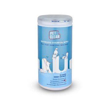 Серветки вологі Pet Clean PET WATERLESS SHAMPOO WIPES для домашніх тварин швидке очищення складок з медово-вівсяним ароматом 1111197391 фото