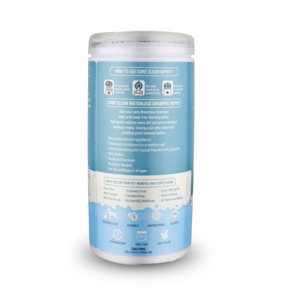Серветки вологі Pet Clean PET WATERLESS SHAMPOO WIPES для домашніх тварин швидке очищення складок з медово-вівсяним ароматом 1111197391 фото